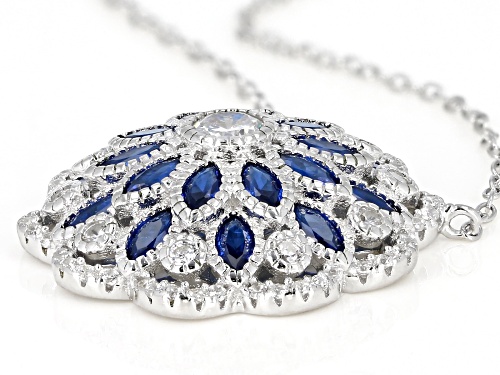 Bella Luce ® 3.87CTW Blue Sapphire & White Diamond Simulants Rhodium Over Silver Necklace - Size 18