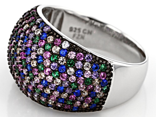 Bella Luce ® 2.03CTW Multicolor Gemstone Simulants Black & White Rhodium Over Sterling Silver Ring - Size 6