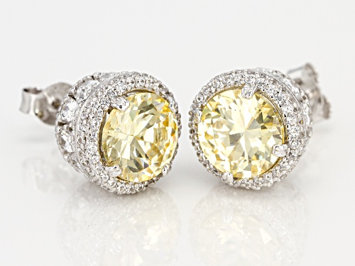 Bella Luce ® 12.24CTW Canary & White Diamond Simulants Rhodium Over Silver Earrings (7.56CTW DEW)