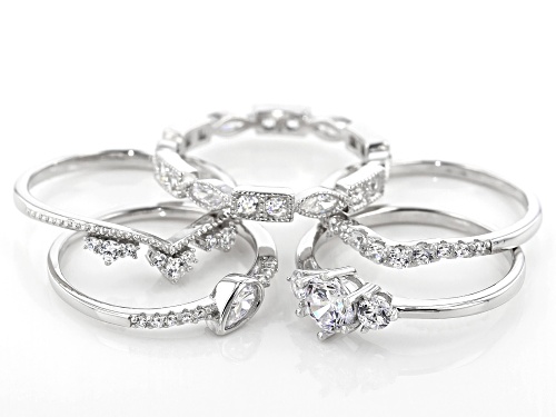 Bella Luce ® 3.88CTW White Diamond Simulant Rhodium Over Sterling Silver Rings Set Of 5 - Size 10