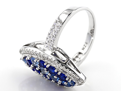 Bella Luce ® 3.88CTW Lab Created Blue Spinel And Diamond Simulant Rhodium Over Silver Ring - Size 7