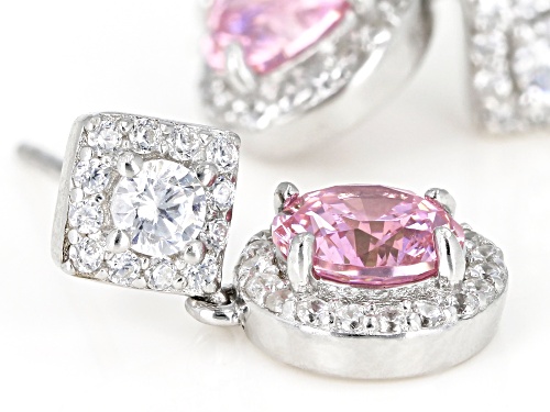 Bella Luce ® 3.84CTW Pink & White Diamond Simulants Rhodium Over Silver Earrings (2.21CTW DEW)