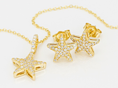 Bella Luce ® White Diamond Simulant Eterno ™ Yellow Starfish Earrings & Pendant With Chain Set