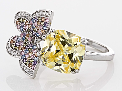 Bella Luce ® 6.99CTW Multicolor Gemstone Simulants Rhodium Over Silver Butterfly Ring - Size 7