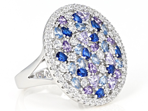 Bella Luce ® 8.70CTW Multicolor Gemstone Simulants Rhodium Over Sterling Silver Ring - Size 5
