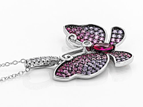 Bella Luce ® 1.76CTW Multicolor Gemstone Simulants Rhodium Over Silver Butterfly Pendant With Chain