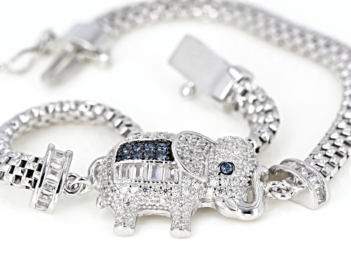 Bella Luce ® 1.86CTW White & Blue Diamond Simulants Rhodium Over Silver Elephant Bracelet - Size 7.25