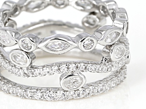 Bella Luce ® 3.33CTW White Diamond Simulant Rhodium Over Silver Rings Set Of 3 (3.00CTW DEW) - Size 7