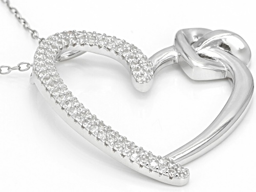 Bella Luce®0.75ctw White Diamond Simulant Rhodium Over Silver Heart Pendant With Chain(0.37ctw DEW)