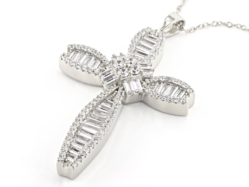 Bella Luce ® 4.55ctw Rhodium Over Sterling Silver Cross Pendant With Chain (2.80ctw DEW)