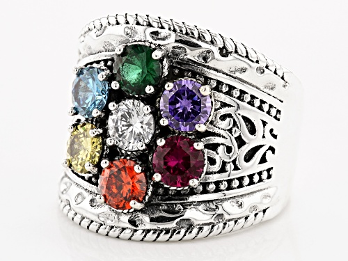 Bella Luce ® 4.06ctw Multi Color Gem Simulants Rhodium Over Sterling Silver Ring - Size 7