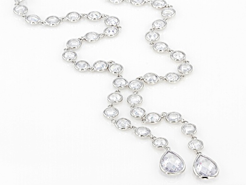 Bella Luce ® 68.58ctw White Diamond Simulant Rhodium Over Sterling Silver Y Necklace - Size 22
