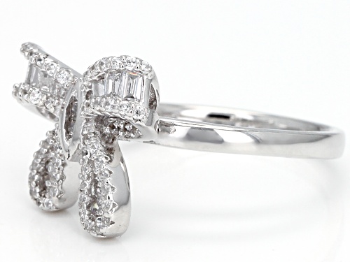 Bella Luce ® 0.93ctw White Diamond Simulant Rhodium Over Silver Bow Ring (0.55ctw DEW) - Size 7