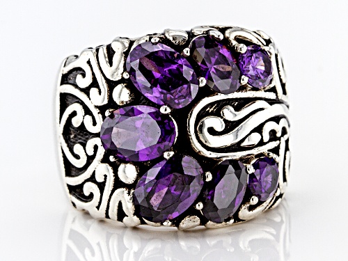 Bella Luce ® 5.91ctw Amethyst Simulant Rhodium Over Sterling Silver Ring - Size 5