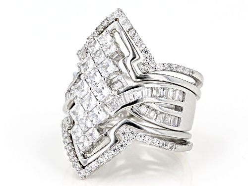 Bella Luce® 3.55ctw White Diamond Simulant Rhodium Over Sterling Silver Set of 5 Rings (2.59ctw DEW) - Size 6