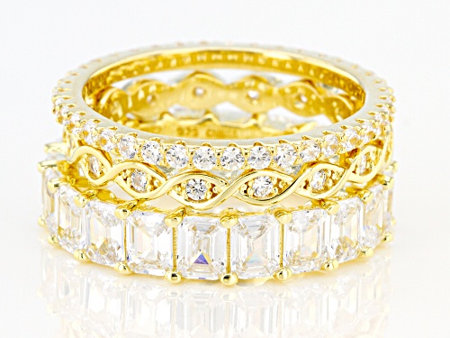 Bella Luce ® 7.59ctw White Diamond Simulant Eterno™ Yellow Band Rings - Set of 3 (4.74ctw DEW) - Size 6
