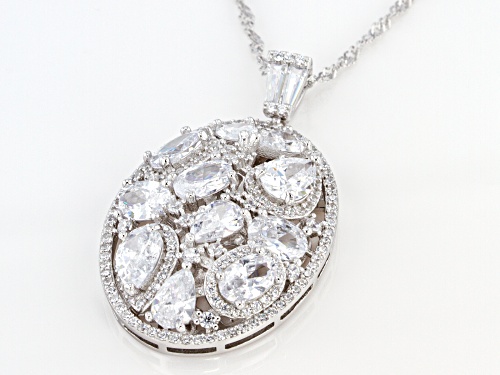 Bella Luce ® 9.15ctw White Diamond Simulant Rhodium Over Silver Pendant With Chain(5.93ctw DEW)