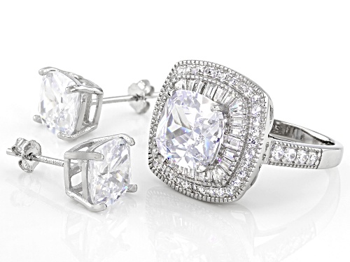 Bella Luce ® 12.47ctw Rhodium Over Sterling Silver Ring And Earrings (7.41ctw DEW)