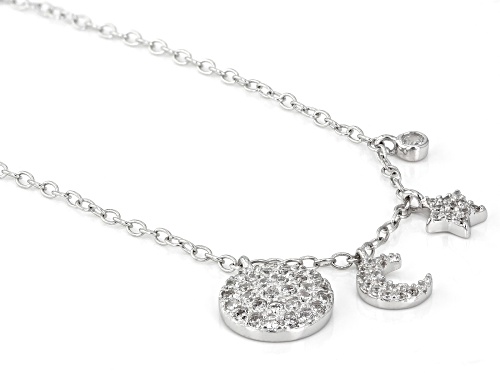 Bella Luce ® 0.75ctw Rhodium Over Silver Moon And Star Necklace (0.47ctw DEW) - Size 18