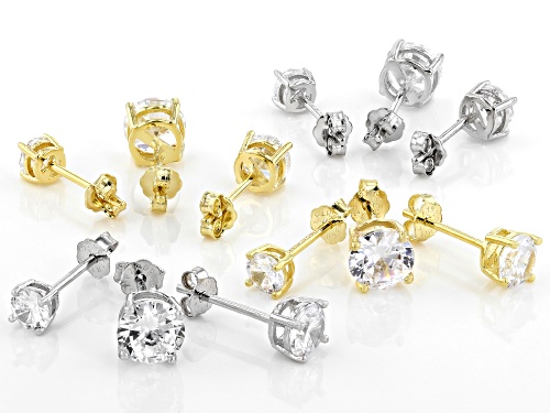 Bella Luce ® 9.40ctw Rhodium Over Silver And Eterno™ Yellow Stud Earrings Set of 6 (6.20ctw DEW)