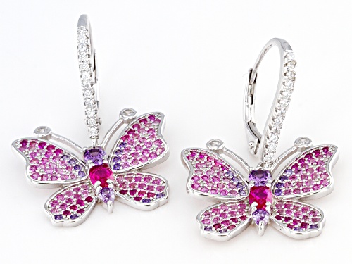Bella Luce® 2.95ctw Multi Color Gem Simulants Rhodium Over Sterling Silver Butterfly Earrings