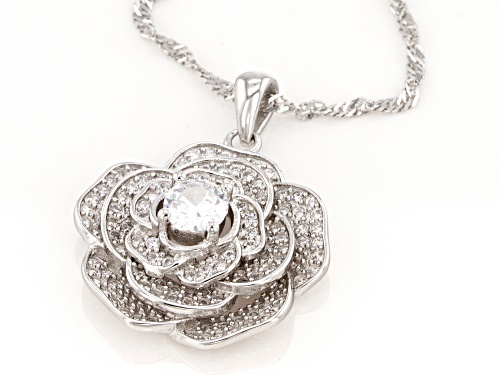 Bella Luce ® 1.83ctw Rhodium Over Sterling Silver Flower Pendant With Chain (1.11ctw DEW)