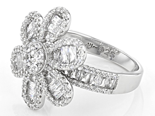 Bella Luce ® 2.95ctw Rhodium Over Sterling Silver Flower Ring (2.46ctw DEW) - Size 7