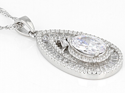 Bella Luce ® 4.86ctw White Diamond Simulant Rhodium Over Silver Pendant With Chain (3.24ctw DEW)