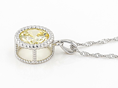 Bella Luce ®5.94ctw Canary Diamond Simulant Rhodium Over Sterling Silver Pendant With Chain