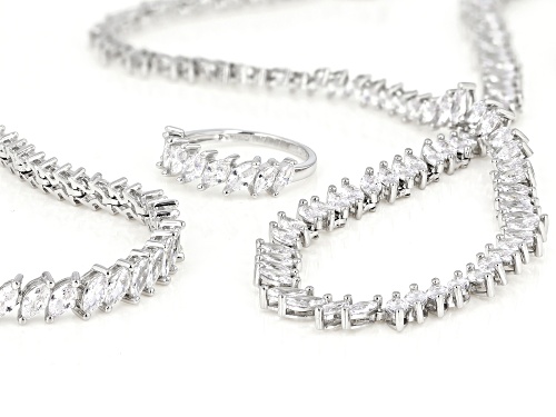 Bella Luce ® 49.21ctw White Diamond Simulant Rhodium Over Sterling Silver Jewelry Set (37.27ctw DEW)