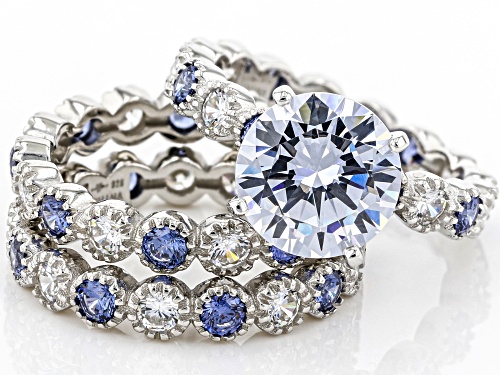 Bella Luce® Esotica™ Tanzanite And White Diamond Simulants Rhodium Over Sterling Silver Ring Set - Size 8