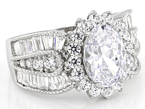 Bella Luce® 5.86ctw White Diamond Simulant Platinum Over Sterling Silver Ring (3.01ctw DEW) - Size 6