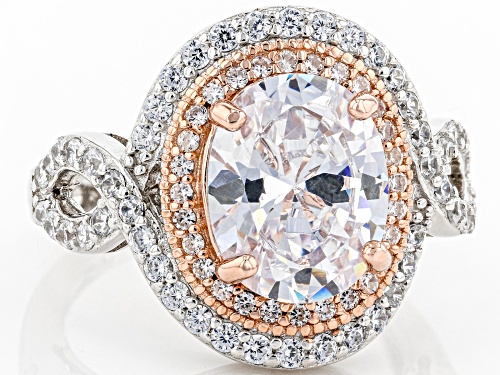 Bella Luce ® 4.77ctw White Diamond Simulants Rhodium And 14K Rose Gold Over Sterling Silver Ring - Size 8