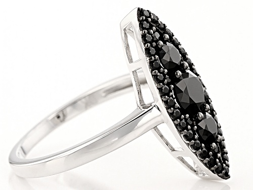 1.10ctw Round Black Spinel Sterling Silver Ring - Size 12