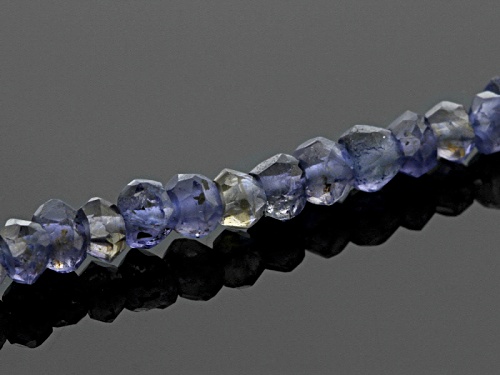 Approximately 24.80ctw Rondelle Iolite Bead Rhodium Over Sterling Silver Necklace - Size 18