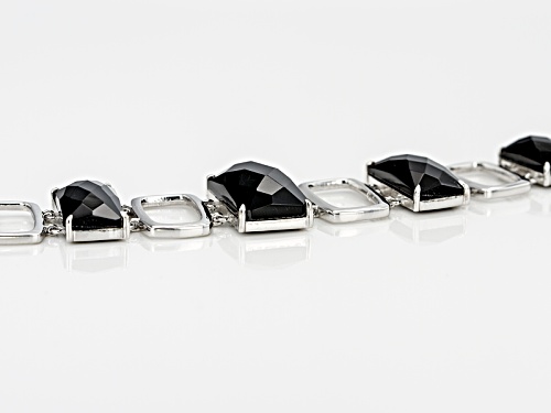 11x7mm-17x10mm Graduated Rectangular Octagonal, Checkerboard Cut Black Onyx Silver Bracelet - Size 8