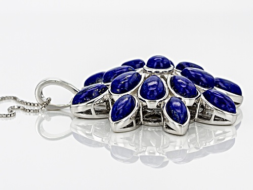 6mm Round,10x5mm Marquise And 9x6mm Pear Shape Cabochon Lapis Lazuli Silver Enhancer With Chain