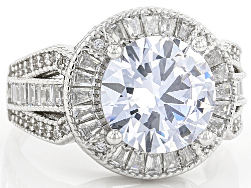 Bella Luce ® 7.47ctw White Diamond Simulant Rhodium Over Sterling Silver Ring (4.55ctw DEW) - Size 6