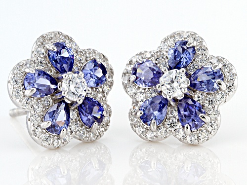 Bella Luce ® Esotica™ 2.98ctw Tanzanite And White Diamond Simulants Rhodium Over Silver Earrings