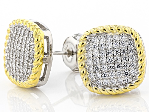 Bella Luce ® 0.81ctw White Diamond Simulant Rhodium And 14K Yellow Gold Over Silver Earrings