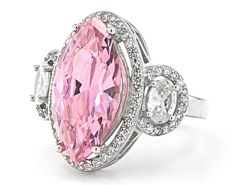 Bella Luce® 12.54ctw Pink And White Diamond Simulants Rhodium Over Silver Ring (7.60ctw DEW) - Size 5