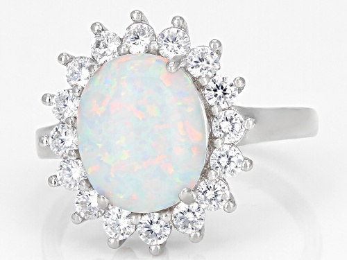 Bella Luce® 2.37ctw Lab Created Opal And White Diamond Simulant Rhodium Over Sterling Silver Ring - Size 9