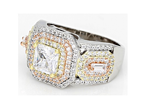 Bella Luce® 3.09ctw White Diamond Simulant Rhodium And 14K Yellow And Rose Gold Over Silver Ring - Size 7