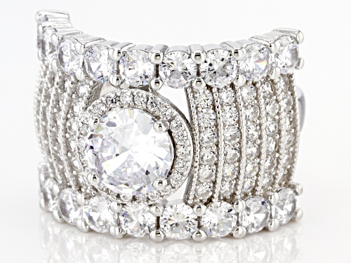 Bella Luce® 6.85ctw White Diamond Simulant Rhodium Over Sterling Silver Ring(4.15ctw DEW) - Size 5