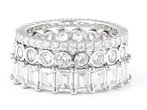 Bella Luce® 9.32ctw White Diamond Simulant Rhodium Over Sterling Silver Ring Set(5.64ctw DEW) - Size 8