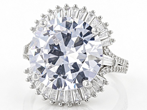 Bella Luce® 18.02ctw White Diamond Simulant Rhodium Over Sterling Silver Ring(10.92ctw DEW) - Size 11