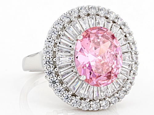 Bella Luce® 8.50ctw Pink And White Diamond Simulants Rhodium Over Sterling Silver Ring(5.15ctw DEW) - Size 5
