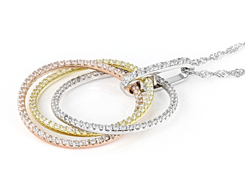Bella Luce® 1.74ctw White Diamond Simulant Rhodium,14k Yellow, And Eterno™ Rose Over Silver Pendant