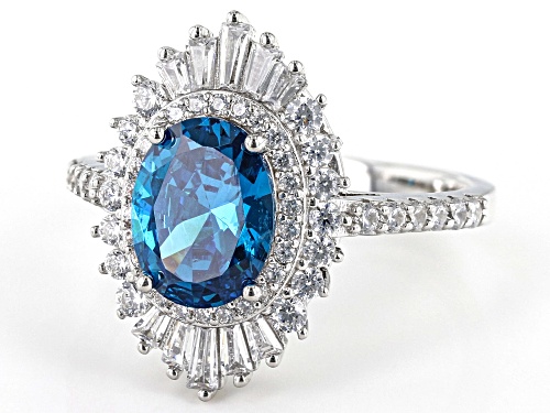 Bella Luce® Esotica™ 4.73ctw Neon Apatite And White Diamond Simulants Rhodium Over Sterling Ring - Size 11