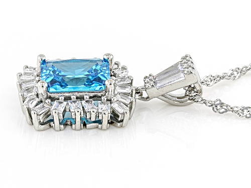 Bella Luce® Esotica™ 4.76ctw Neon Apatite And White Diamond Simulants Rhodium Over Silver Pendant